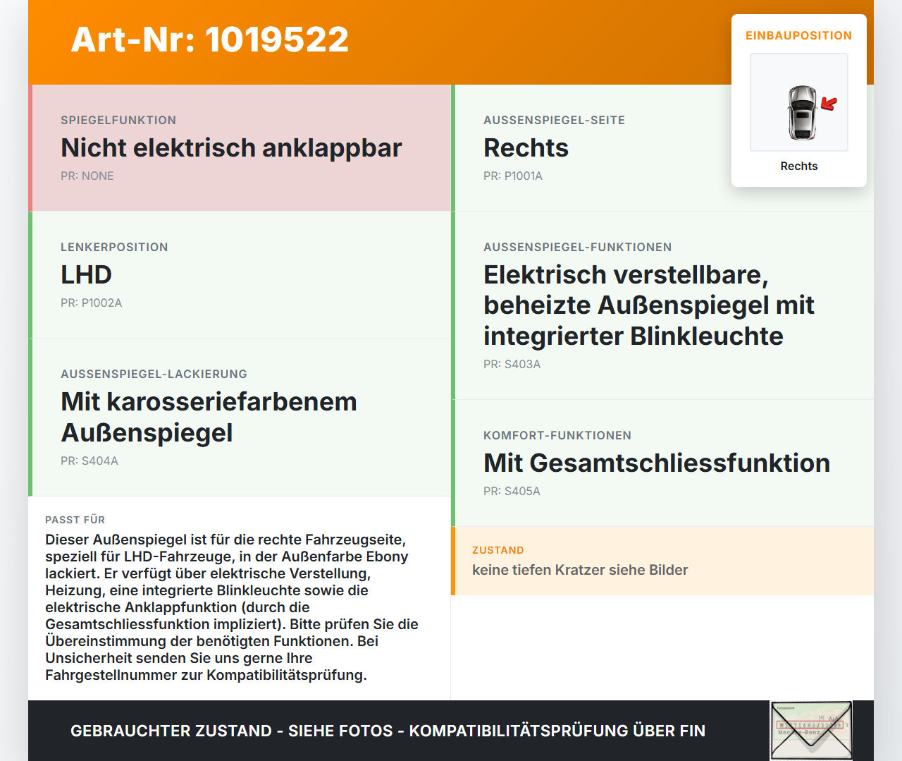 Ford B-Max 12-17 Spiegel Aussenspiegel Rechts DC Ford B-Max 12-17 21.03.2013 C1BB17682 015637 BE5J0 AV11-17682-CL... Vorschau 3