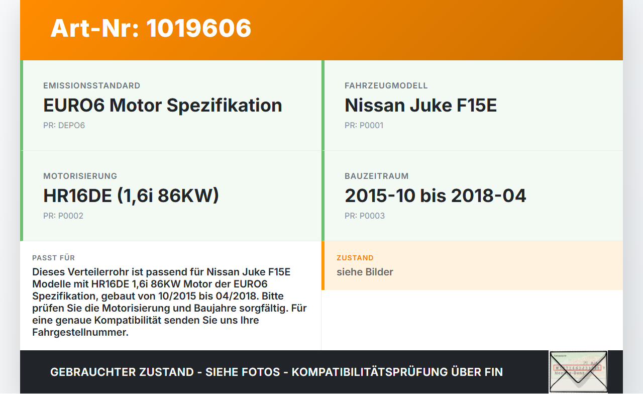 Nissan Juke F15 15-18 1,6i 86KW Verteilerrohr für Hochdruck Verteiler Nissan Juke F15 15-18 01.01.2017 gebraucht Vorschau 3