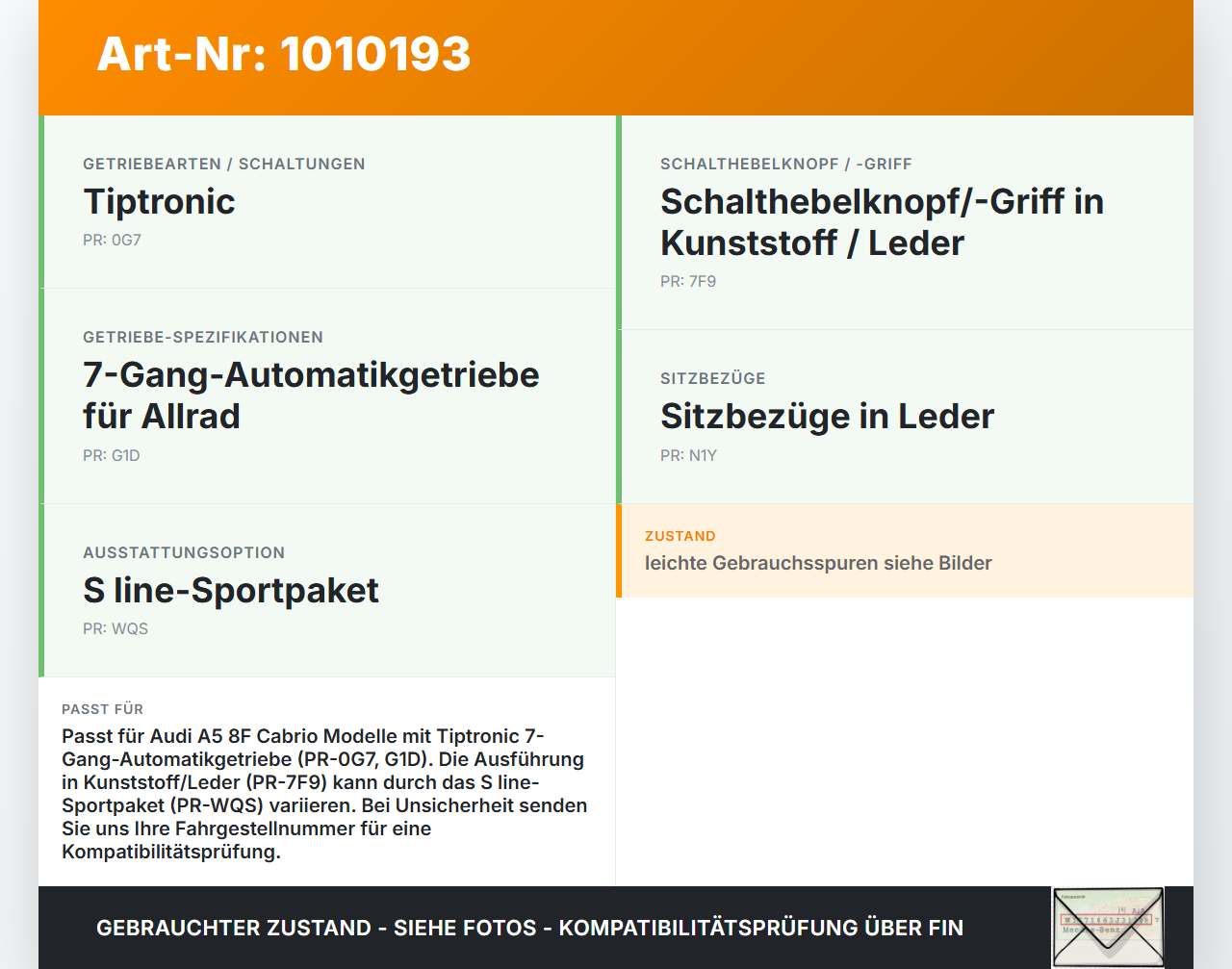Audi A5 8F Cabrio 09-12 TDI 3,0 176KW Autom Schaltknauf für Schalthebel Gangschalter Audi A5 8F Cabrio 09-12... Vorschau 3