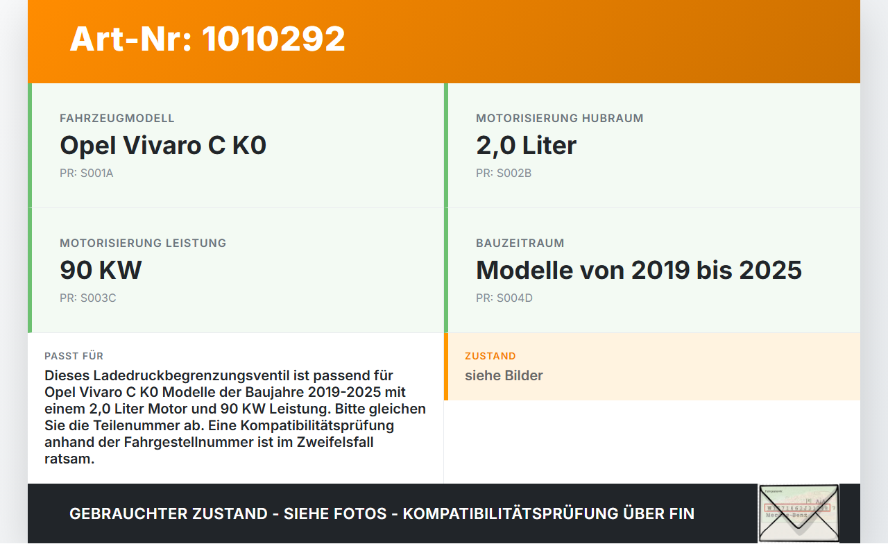 Opel Vivaro C K0 19-25 2,0 90KW Ladedruckbegrenzungsventil Magnetventil Opel Vivaro C K0 19-25 19.08.2020 gebraucht Vorschau 3