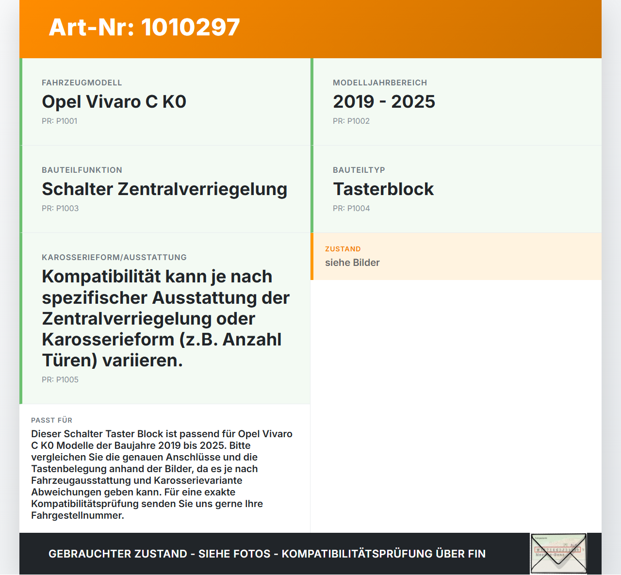 Opel Vivaro C K0 19-25 Schalter Taster Block für Zentralverriegelung Opel Vivaro C K0 19-25 19.08.2020 gebraucht Vorschau 3