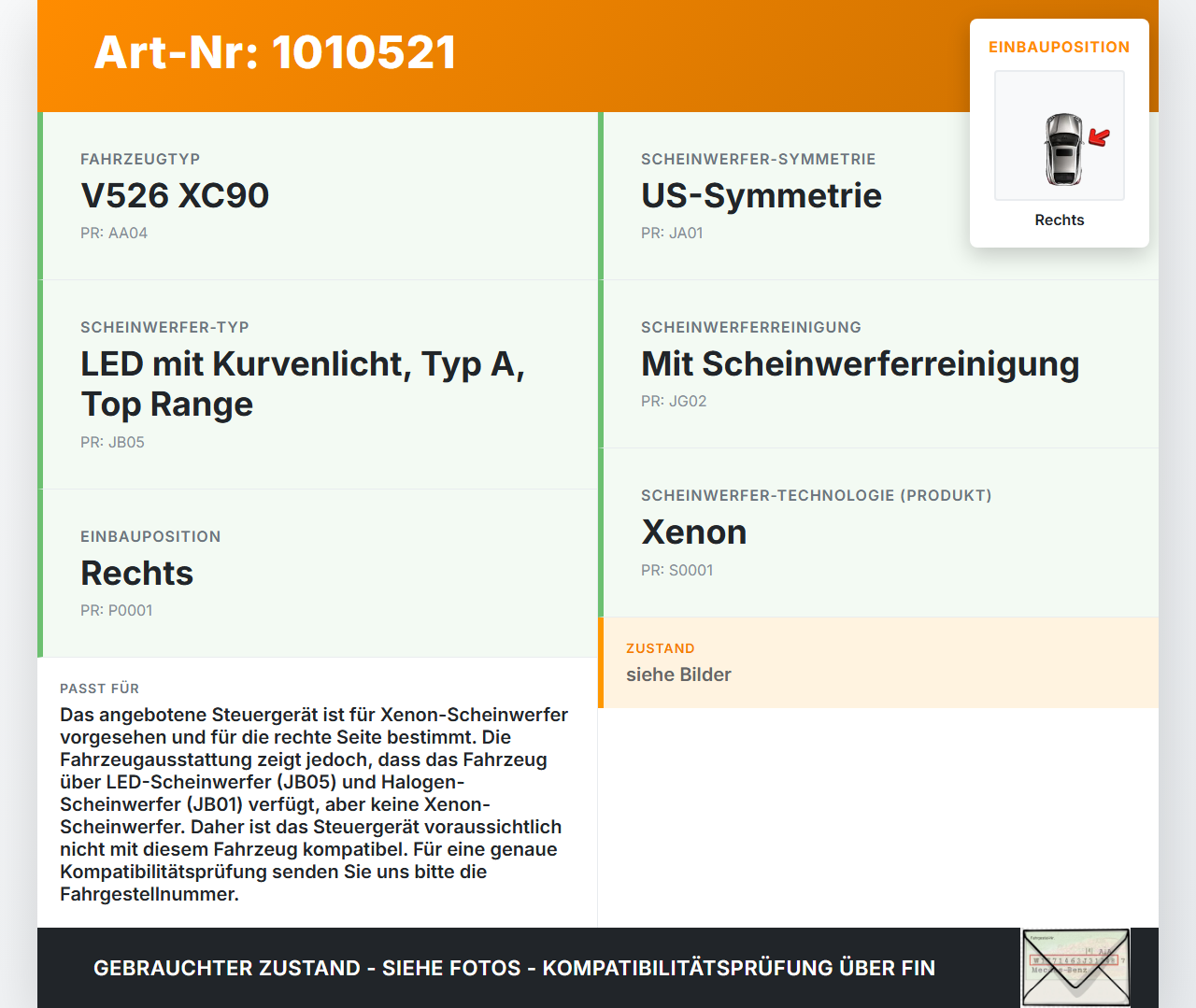 Volvo XC 90 XC90 II T6 Scheinwerfer Steuergerät Xenon Vorschaltgerät Rechts Volvo XC 90 XC90 II T6 02.11.2018... Vorschau 3