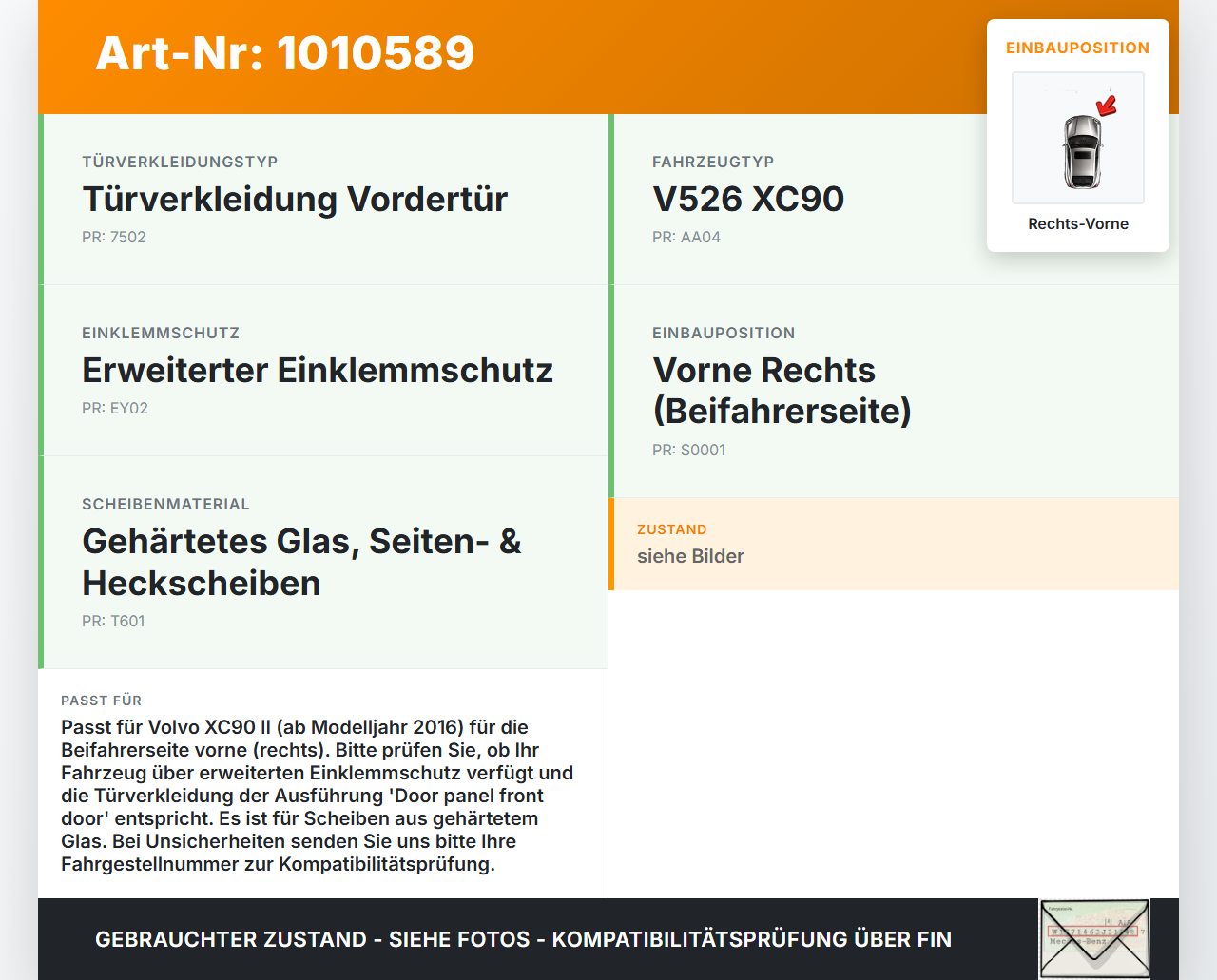 Volvo XC 90 XC90 II T6 Fensterheber o. FH-Motor Rechts Vorne Volvo XC 90 XC90 II T6 02.11.2018 31391495 627687551... Vorschau 3