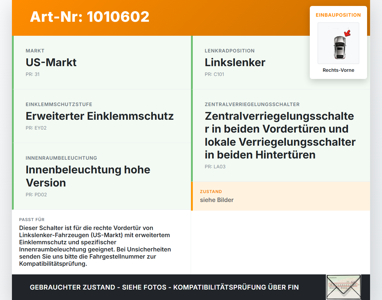Volvo XC 90 XC90 II T6 Fensterheberschalter Schalter Rechts Vorne Volvo XC 90 XC90 II T6 02.11.2018 31376458 15W487... Vorschau 3