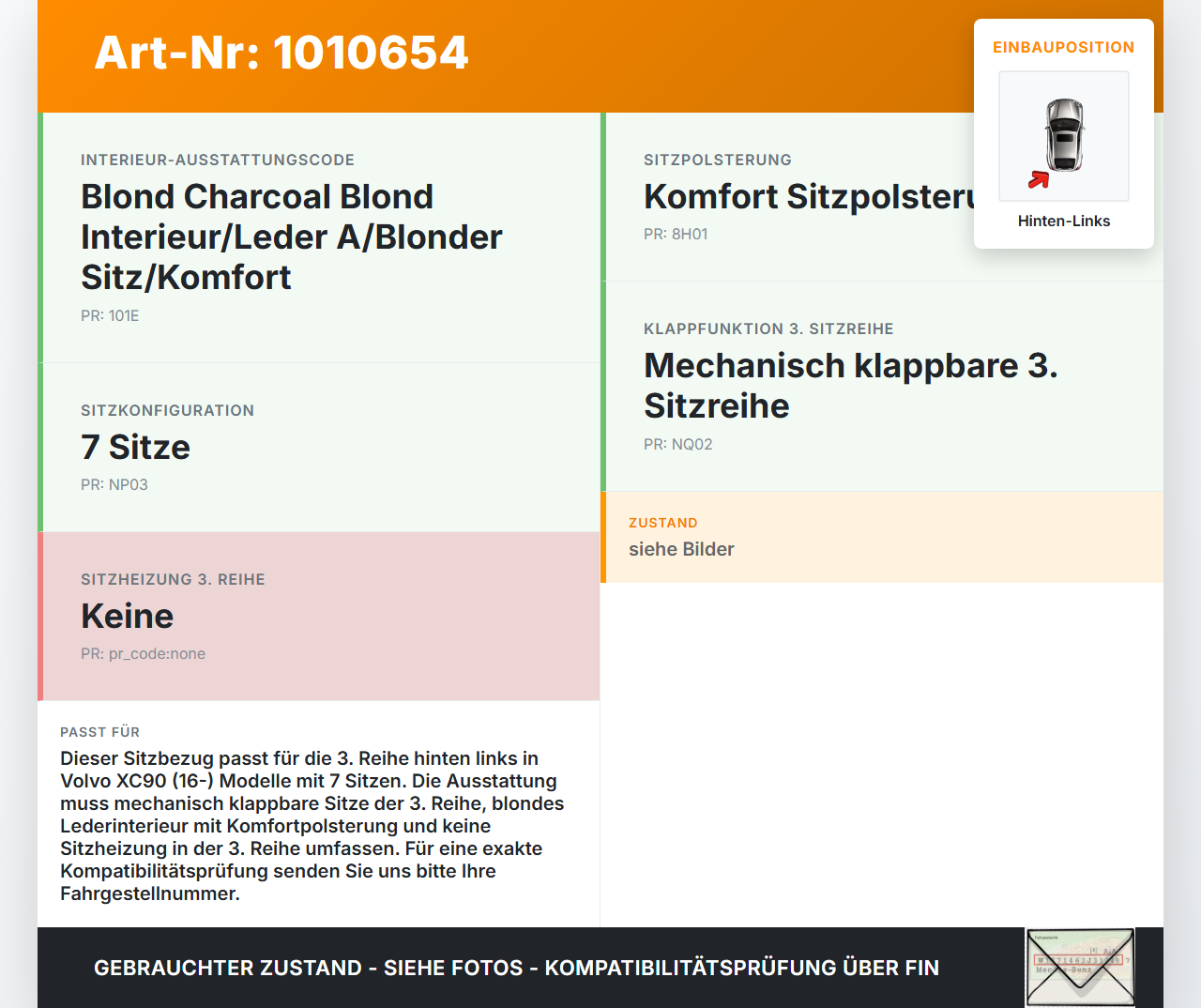 Volvo XC 90 XC90 II T6 Sitzbezug Sitzpolster Sitzfläche 3. Reihe Hinten Links Volvo XC 90 XC90 II T6 02.11.2018... Vorschau 3