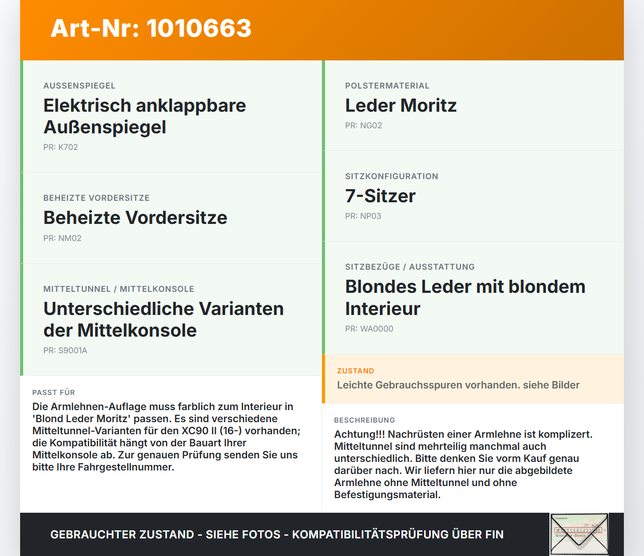 Volvo XC 90 XC90 II T6 Armlehne Mittelarmlehne Auflage Volvo XC 90 XC90 II T6 02.11.2018 gebraucht Vorschau 3
