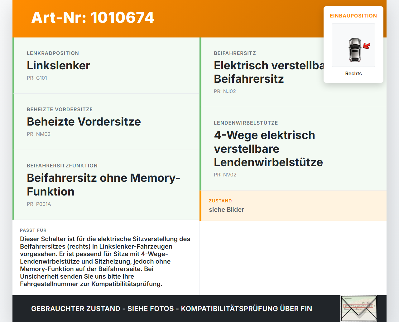 Volvo XC 90 XC90 II T6 Schalter Rechts für Sitzverstellung Volvo XC 90 XC90 II T6 02.11.2018 30644668 gebraucht Vorschau 3
