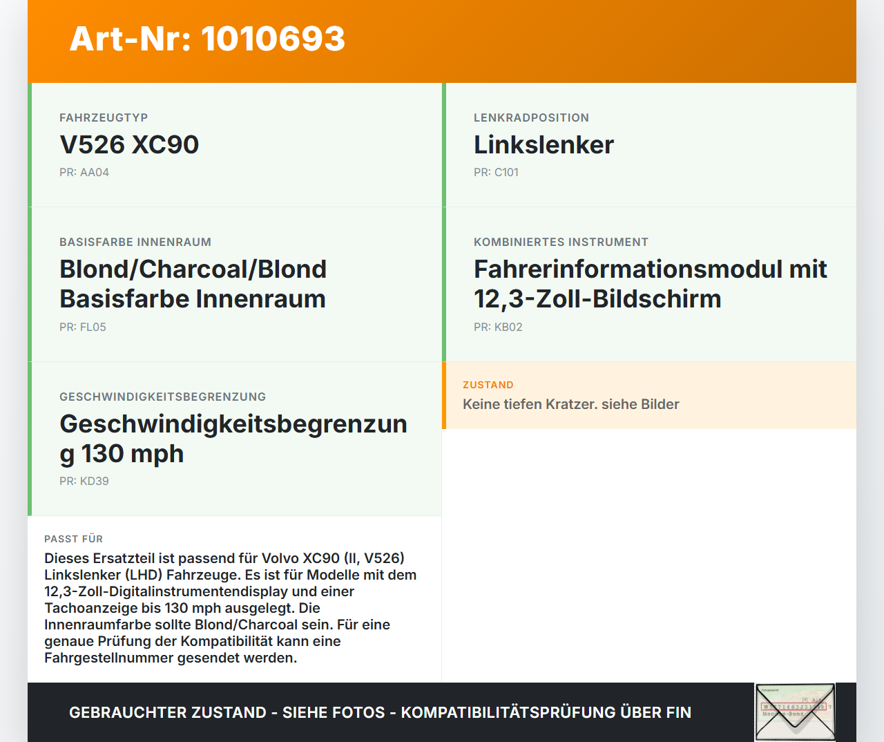 Volvo XC 90 XC90 II T6 Verkleidung Blende für Tacho Kombiinstrument Volvo XC 90 XC90 II T6 02.11.2018 31363666 gebraucht Vorschau 3