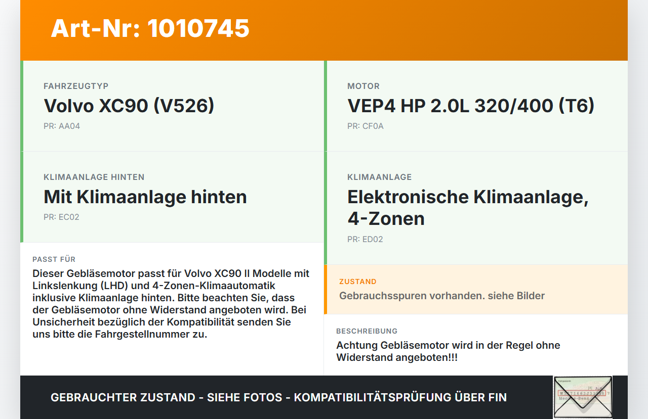 Volvo XC 90 XC90 II T6 Gebläsemotor Lüftermotor Heizungsgebläse Volvo XC 90 XC90 II T6 02.11.2018 31369437 gebraucht Vorschau 3