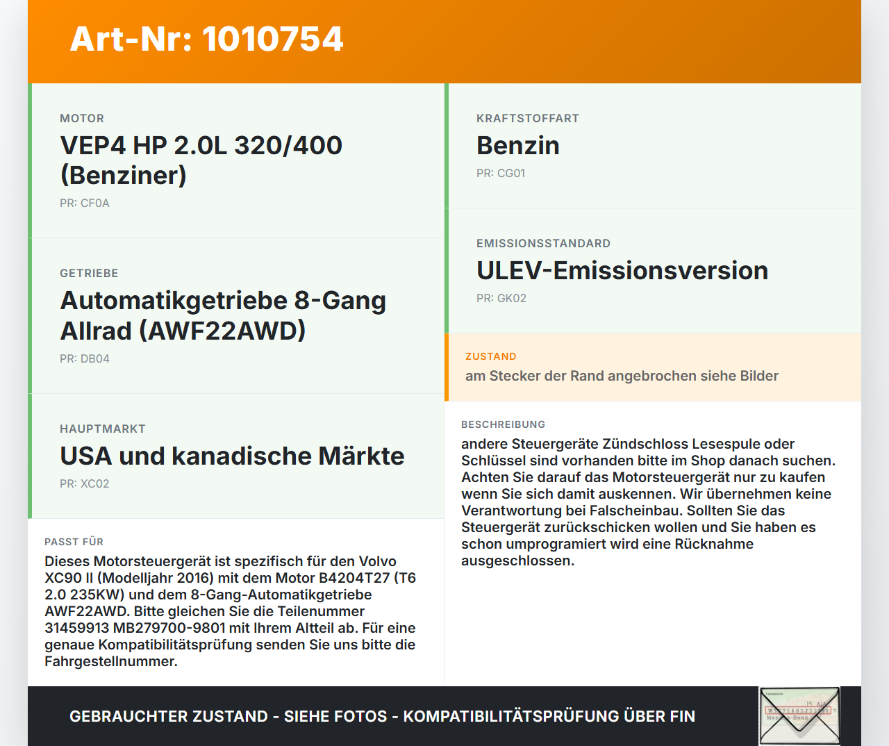 Volvo XC 90 XC90 II T6 T6 2,0 235KW Steuergerät ECU für Motor Motorsteuergerät Volvo XC 90 XC90 II T6 02.11.2018... Vorschau 3