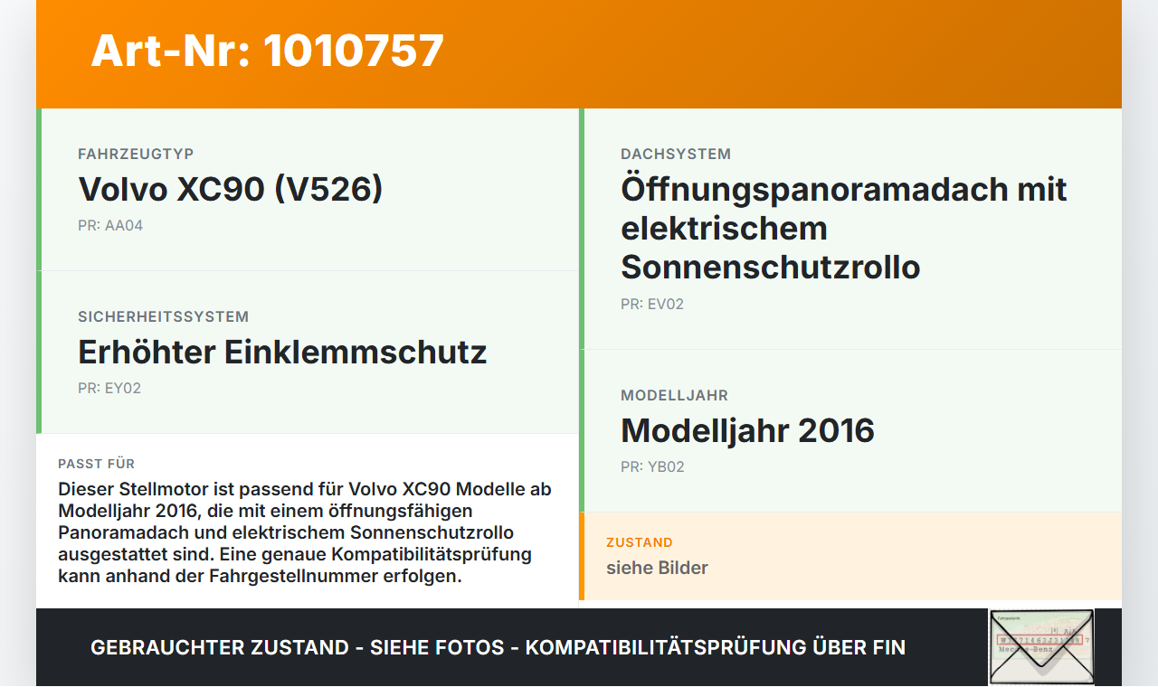 Volvo XC 90 XC90 II T6 Stellmotor Elektromotor für Sonnenschutzrollo Panoramadach Volvo XC 90 XC90 II T6 02.11.2018... Vorschau 3