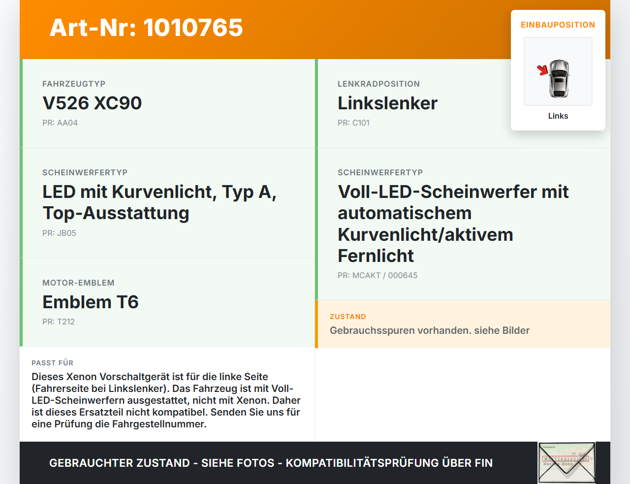 Volvo XC 90 XC90 II T6 Xenon Vorschaltgerät Steuergerät Links Volvo XC 90 XC90 II T6 02.11.2018 31446806 90089673... Vorschau 3