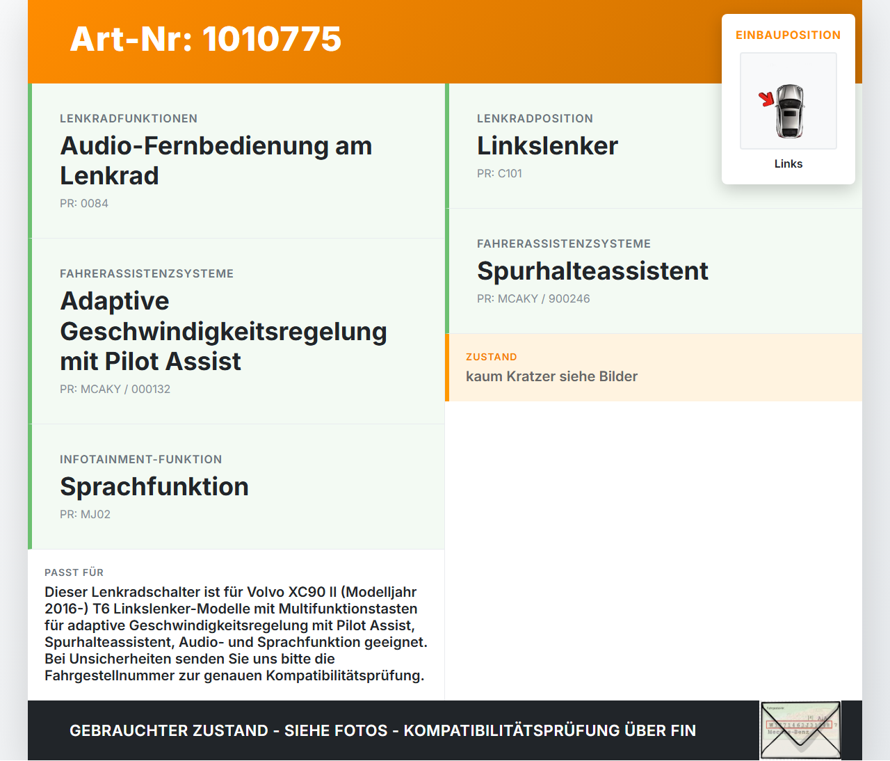 Volvo XC 90 XC90 II T6 Lenkradschalter Multifunktionstasten Schalter für Lenkrad Links Volvo XC 90 XC90 II T6... Vorschau 3