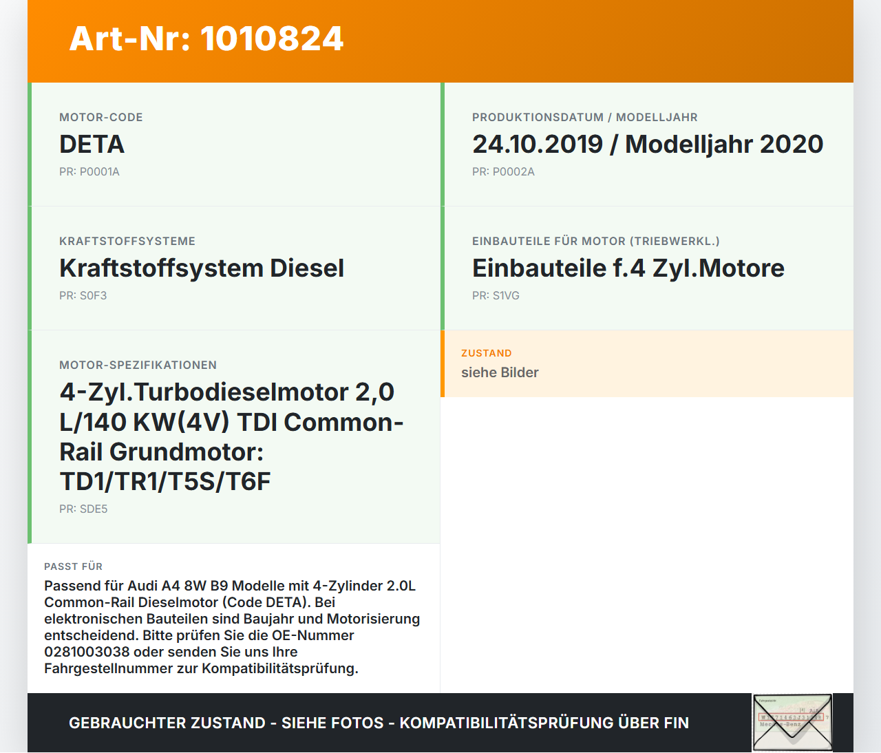 Audi A4 8W B9 19-24 Relais Steuergerät Glühkerzen Audi A4 8W B9 19-24 24.10.2019 038907281D 0281003038 gebraucht Vorschau 3