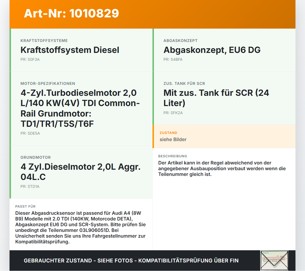 Audi A4 8W B9 19-24 TDI 2,0 140KW DETA Abgasdrucksensor Differenzdrucksensor Sensor Audi A4 8W B9 19-24 24.10.2019... Vorschau 3