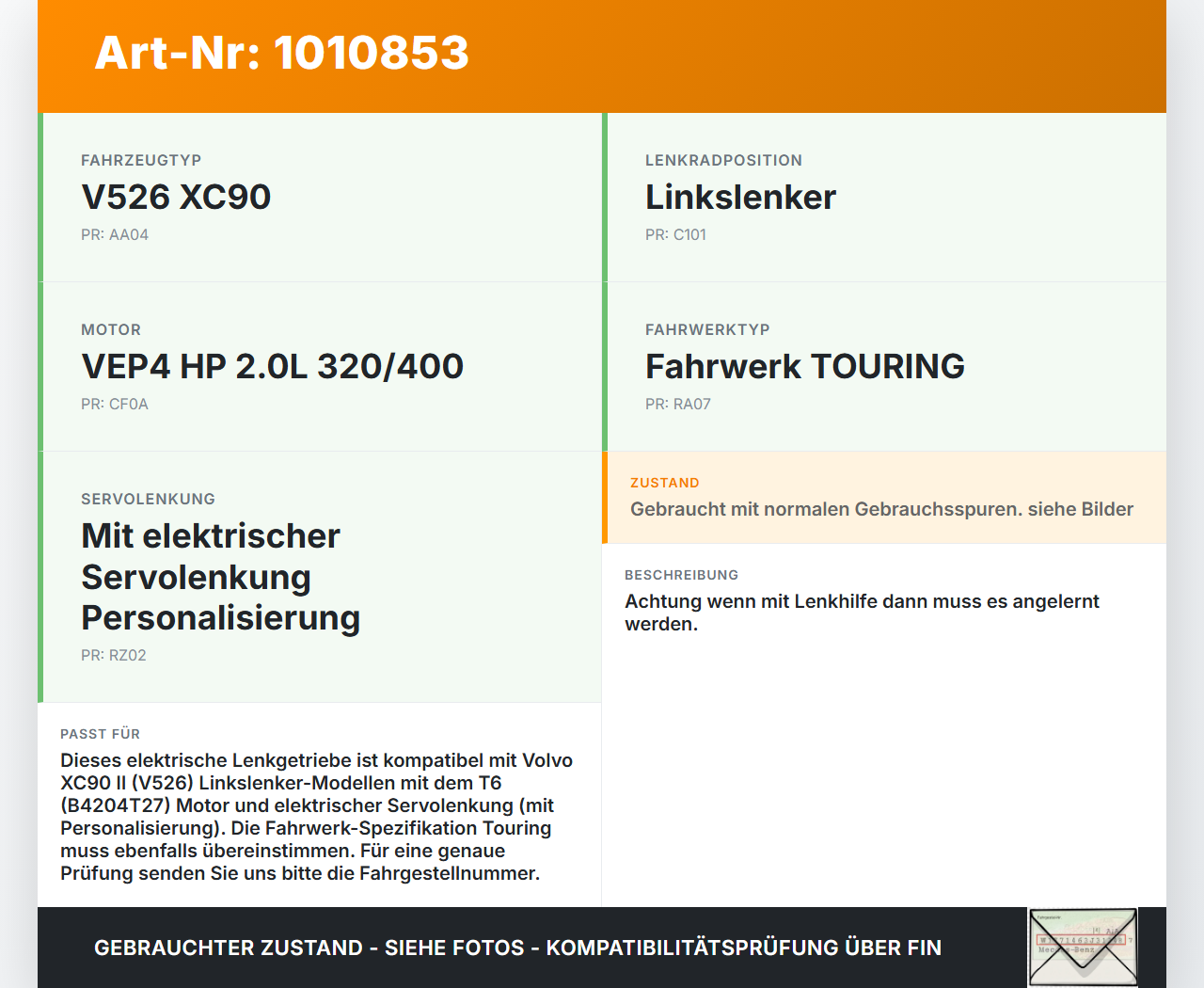 Volvo XC 90 XC90 II T6 Elektrisches Lenkgetriebe Servolenkung Volvo XC 90 XC90 II T6 02.11.2018 36010518 7806277429... Vorschau 3
