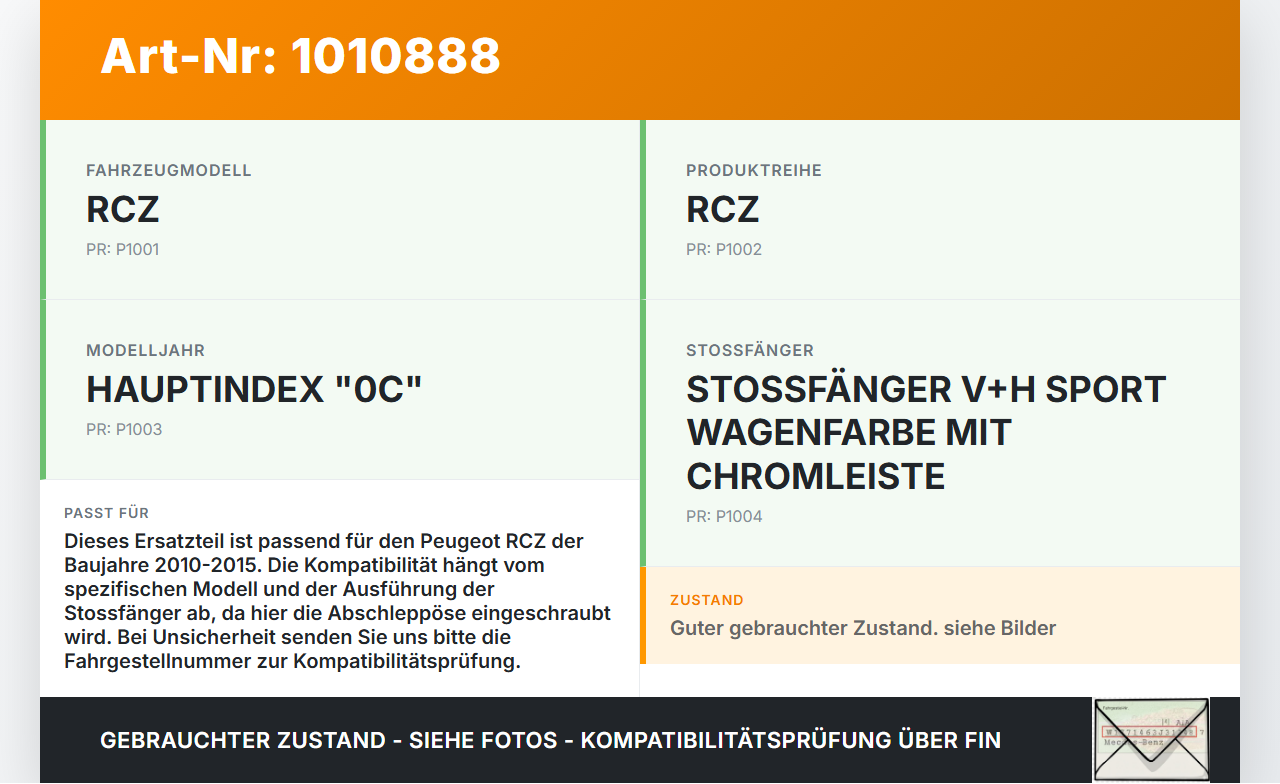 Peugeot RCZ 10-15 Abschleppöse Abschlepphaken Peugeot RCZ 10-15 18.04.2011 674418 gebraucht Vorschau 3