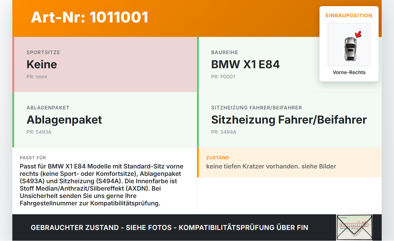 BMW X1 E84 X18D 09-12 Kombi Ablagefach Rückenlehne Verkleidung Sitz Vorne Rechts BMW X1 E84 X18D 09-12 21.06.2010... Vorschau 3