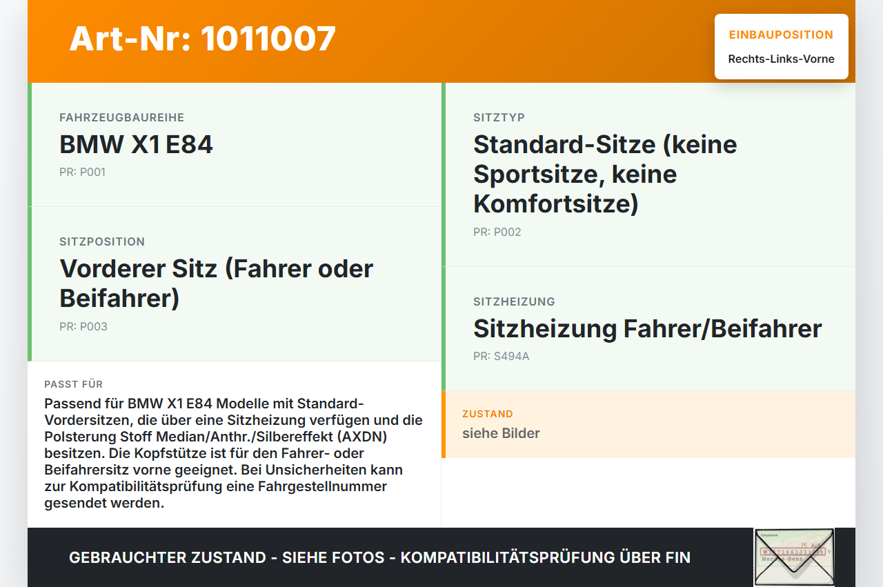 BMW X1 E84 X18D 09-12 Kopfstütze für Fahrer Sitz Rechts oder Links Vorne BMW X1 E84 X18D 09-12 21.06.2010 2992840... Vorschau 3