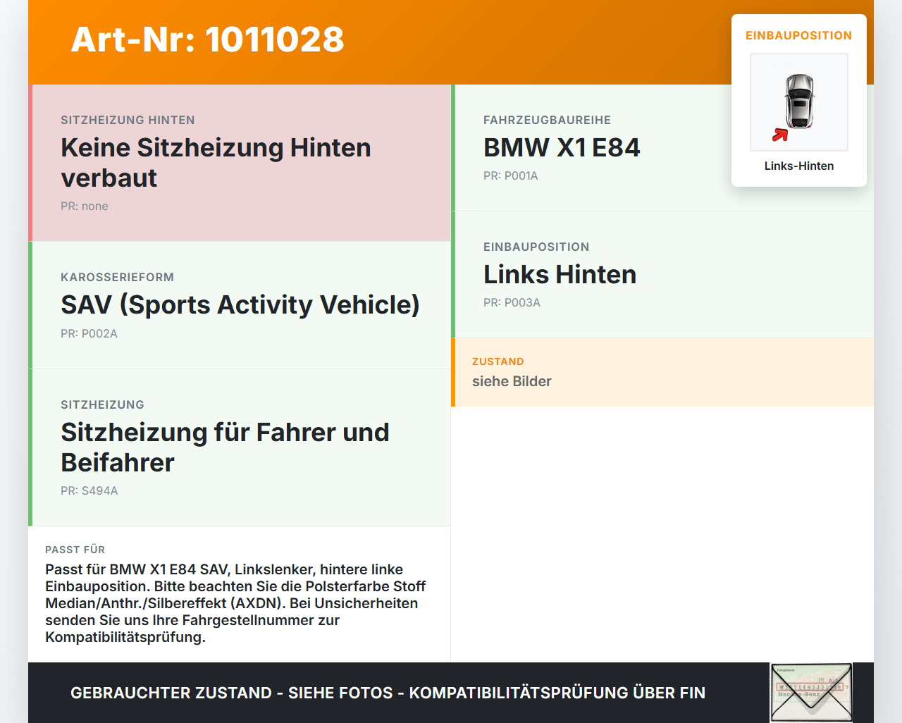 BMW X1 E84 X18D 09-12 Kombi Gurtschloss Links Hinten BMW X1 E84 X18D 09-12 21.06.2010 7317708 72117317708 9117261... Vorschau 3