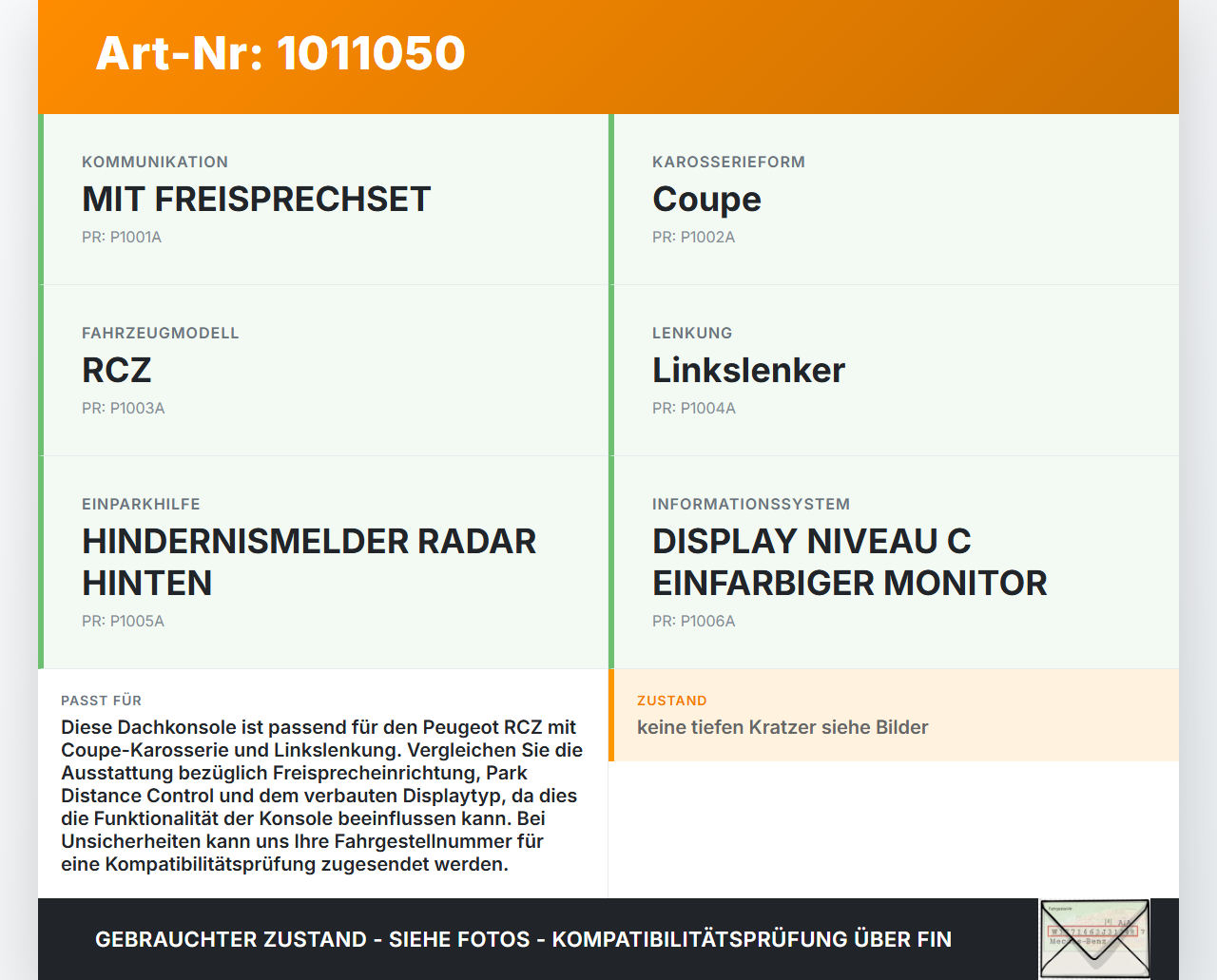 Peugeot RCZ 10-15 Coupe Dachkonsole Innenleuchte Leseleuchte Peugeot RCZ 10-15 18.04.2011 YM13202677A 302103601... Vorschau 3