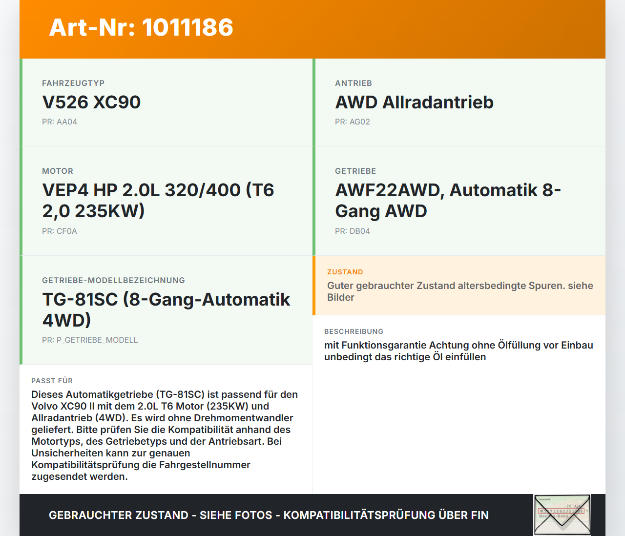 Volvo XC 90 XC90 II T6 T6 2,0 235KW 4WD TG-81SC AWD Automatikgetriebe Getriebe ohne Wandler Volvo XC 90 XC90 II T6... Vorschau 3