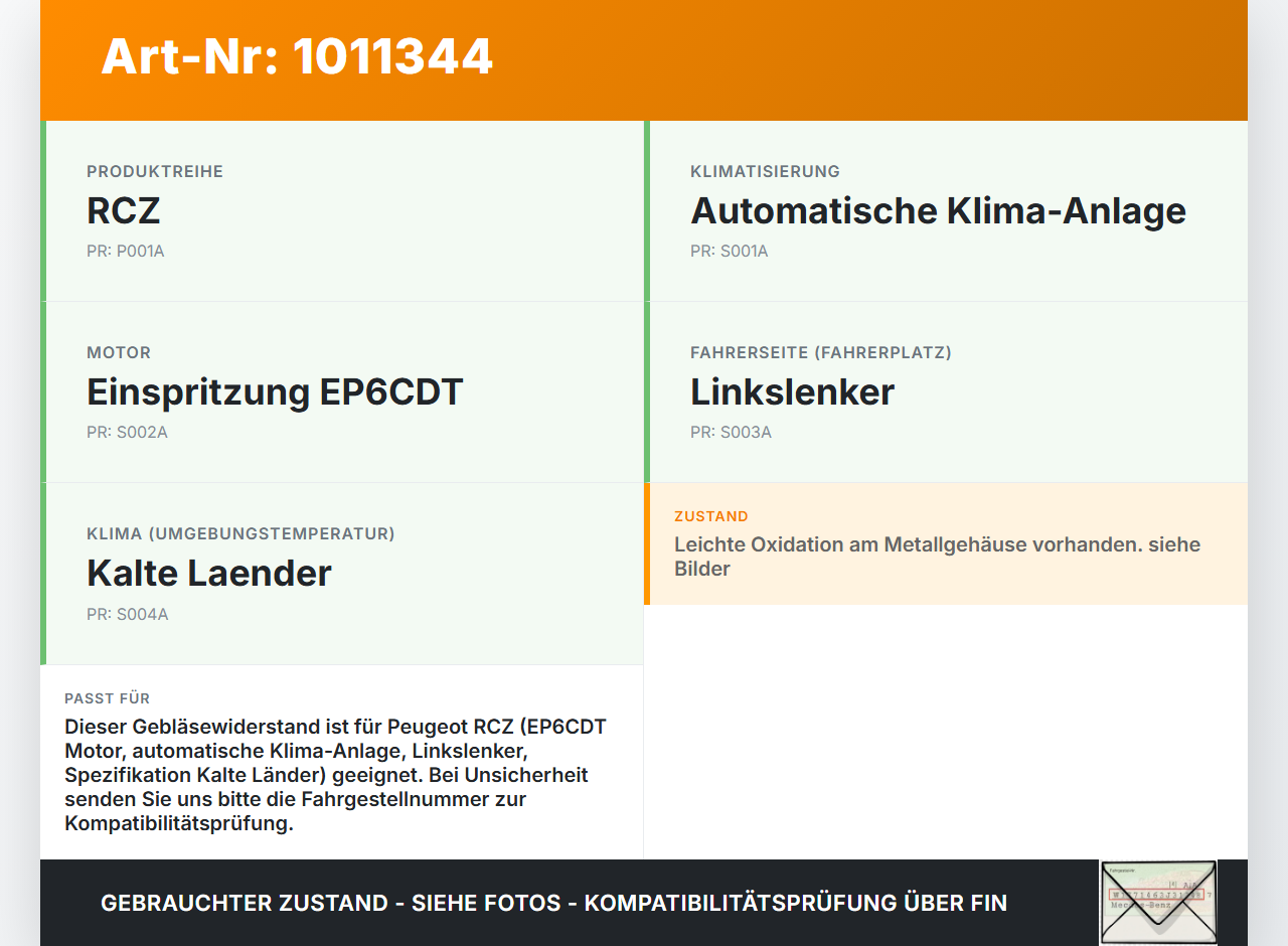 Peugeot RCZ 10-15 Widerstand Gebläse Lüfter Peugeot RCZ 10-15 18.04.2011 9829220580 F2182015 gebraucht Vorschau 3
