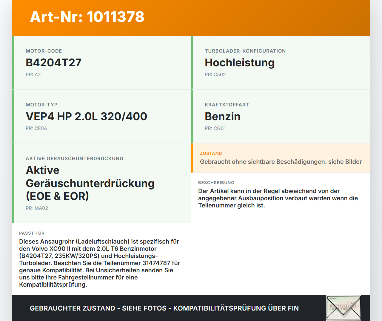 Volvo XC 90 XC90 II T6 T6 2,0 235KW Ansaugrohr Ladeluftschlauch Luftschlauch Volvo XC 90 XC90 II T6 02.11.2018... Vorschau 3
