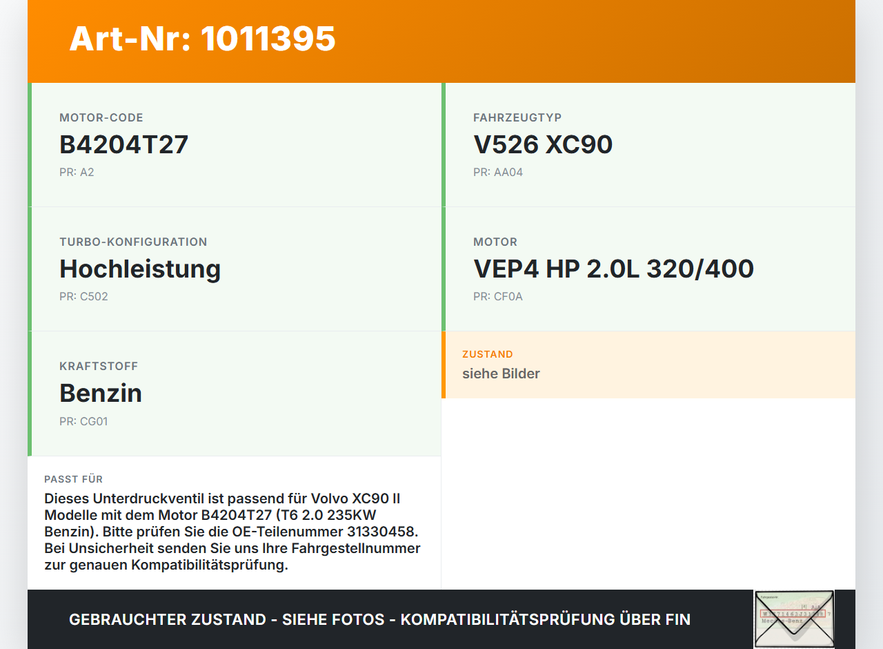Volvo XC 90 XC90 II T6 T6 2,0 235KW Unterdruckventil Unterdruckspeicher Druckspeicher Volvo XC 90 XC90 II T6... Vorschau 3