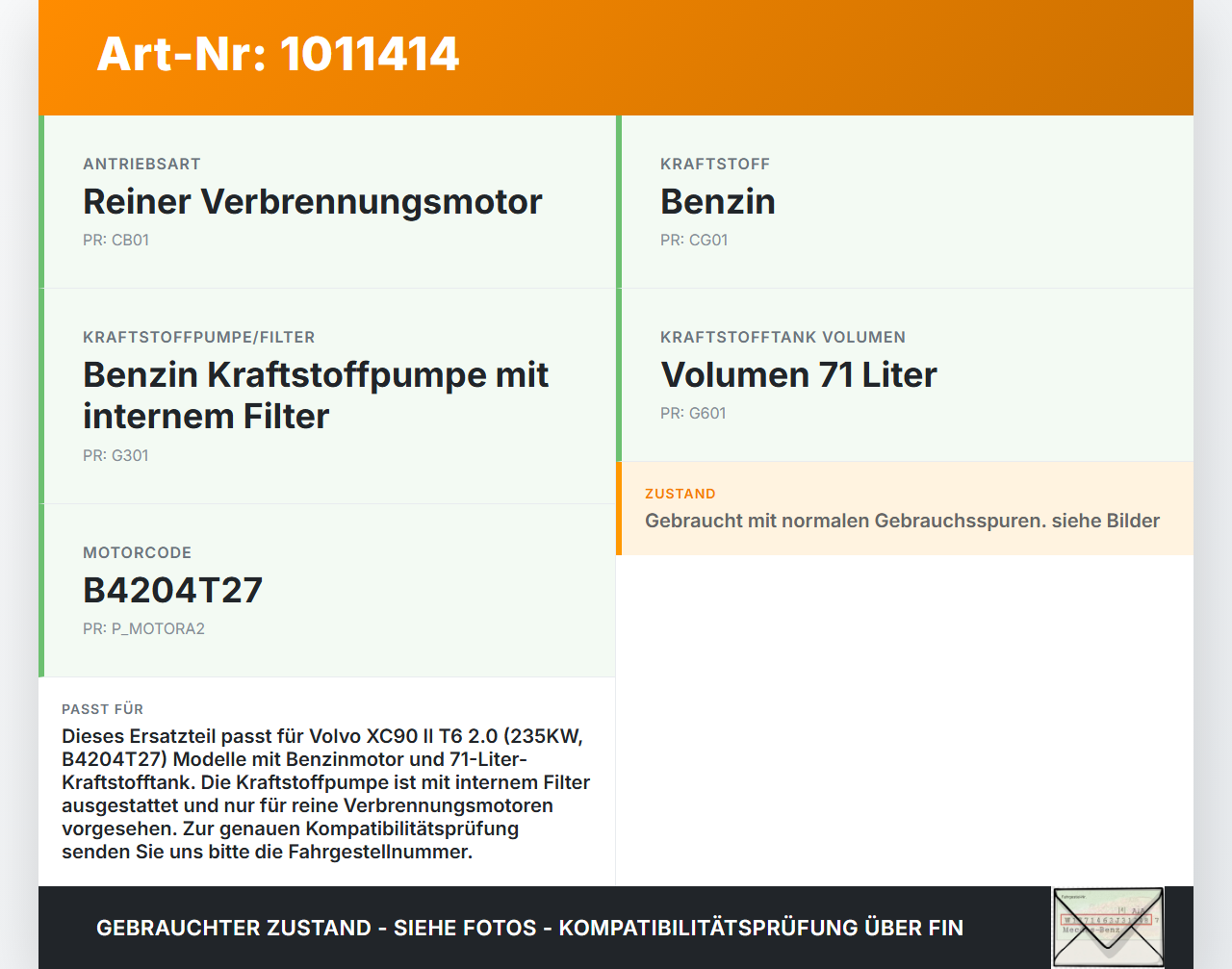Volvo XC 90 XC90 II T6 T6 2,0 235KW Kraftstoffpumpe mit Tankgeber Benzinpumpe Volvo XC 90 XC90 II T6 02.11.2018... Vorschau 3