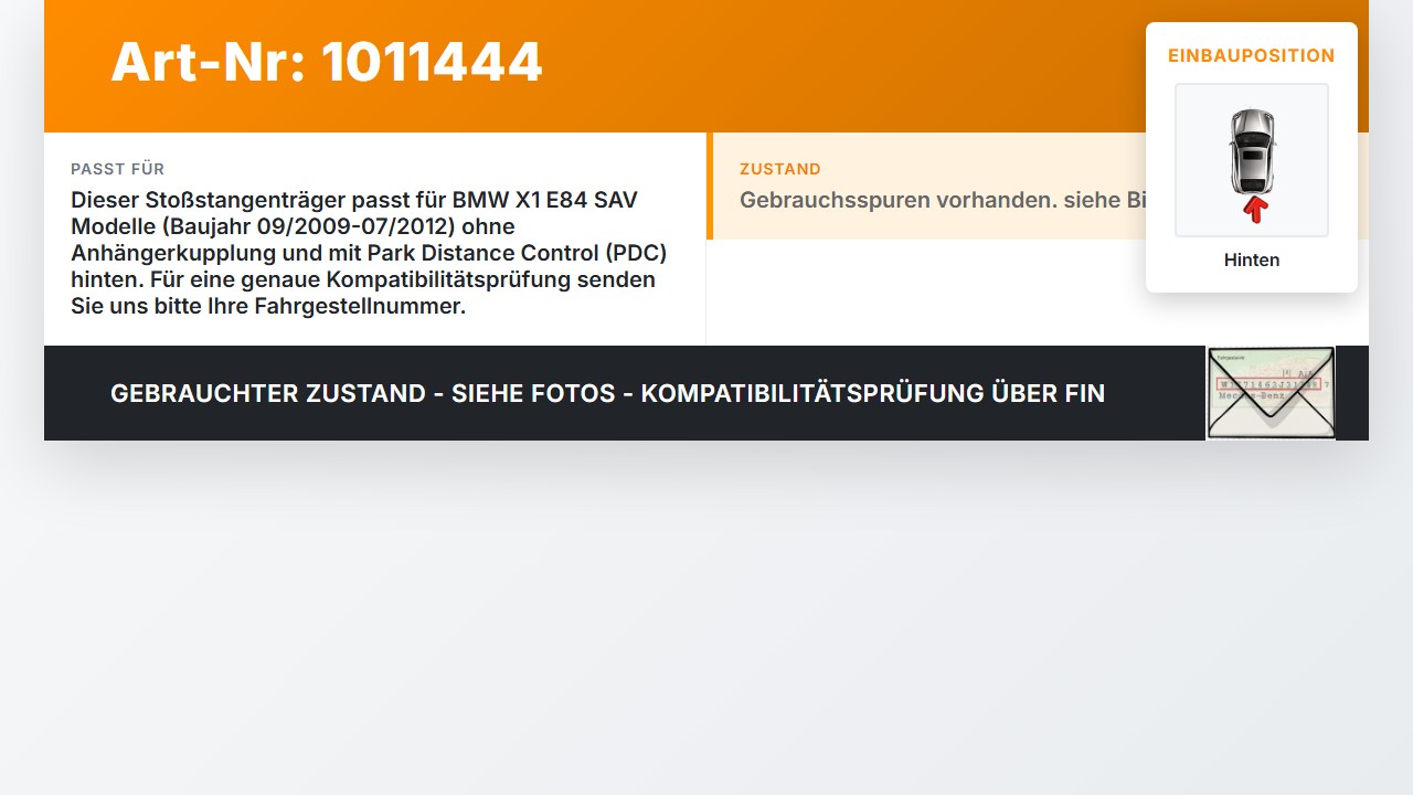 BMW X1 E84 X18D 09-12 Stoßstangenträger Stoßfängerträger Träger Querträger Hinten BMW X1 E84 X18D 09-12 21.06.2010... Vorschau 3