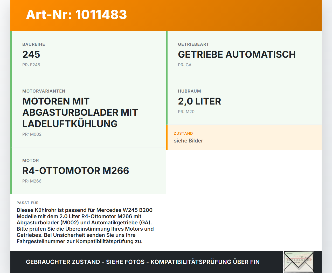 Mercedes W245 B200 05-08 2,0 100KW Kühlrohr Zwischenflansch Mercedes W245 B200 05-08 17.03.2006 gebraucht Vorschau 3