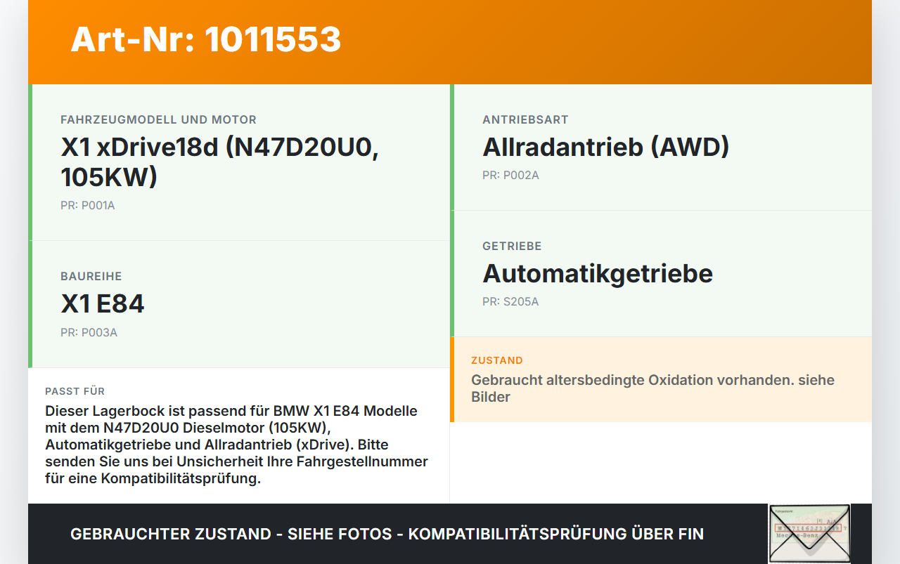 BMW X1 E84 X18D 09-12 2,0d 105KW Lagerbock für Antriebswelle Getriebe BMW X1 E84 X18D 09-12 21.06.2010 7575061... Vorschau 3