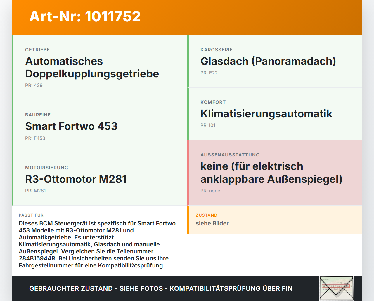 Smart Fortwo 453 14-24 Steuergerät ECU Modul BCM T4 L3VS SG Smart Fortwo 453 14-24 28.03.2017 A4539004911... Vorschau 3