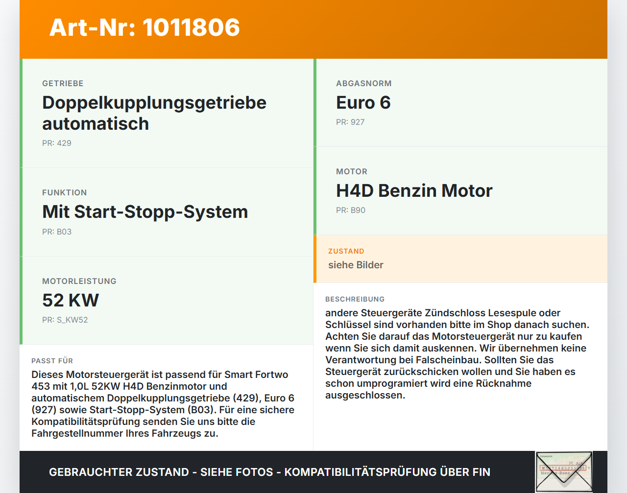 Smart Fortwo 453 14-24 1,0 52KW Steuergerät ECU für Motor Motorsteuergerät Smart Fortwo 453 14-24 28.03.2017... Vorschau 3