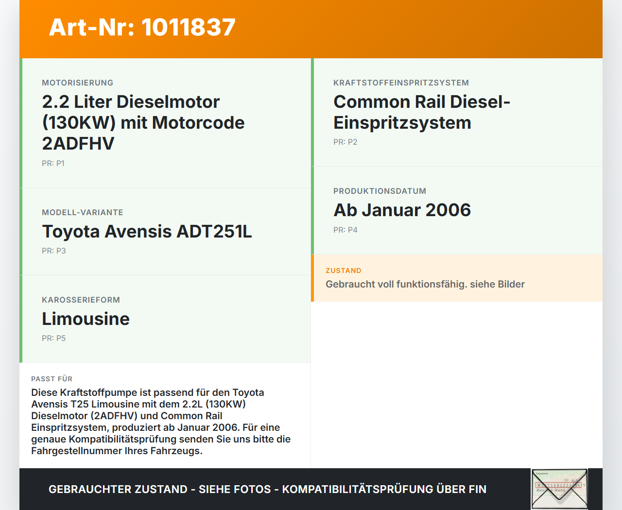 Toyota Avensis T25 06-08 D-4D 2,2 130KW Kraftstoffpumpe Kraftstoff Förderpumpe Tankgeber Toyota Avensis T25 06-08... Vorschau 3