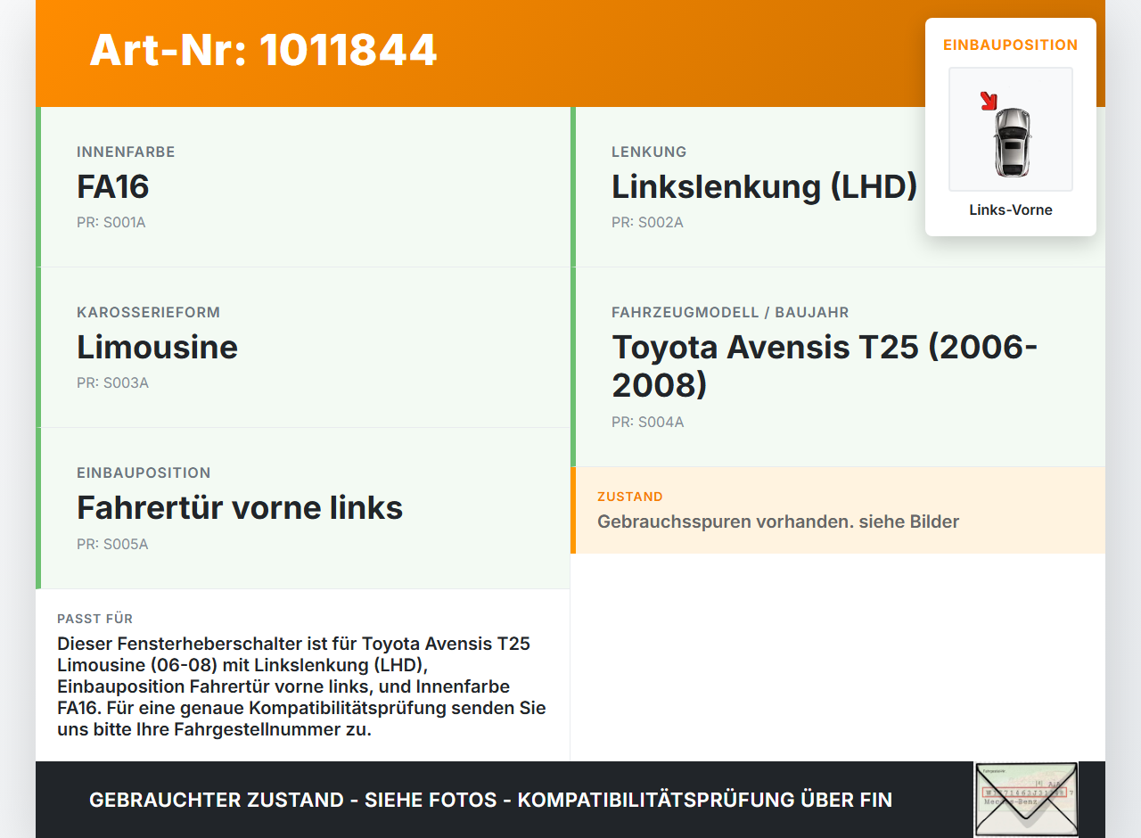 Toyota Avensis T25 06-08 Lim Fensterheberschalter Schalter Links Vorne Toyota Avensis T25 06-08 02.02.2006 54035144... Vorschau 3