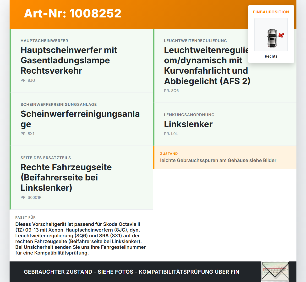 Skoda Octavia 1Z II 09-13 Xenon Vorschaltgerät Steuergerät Ballast Rechts Skoda Octavia 1Z II 09-13 27.01.2011... Vorschau 3