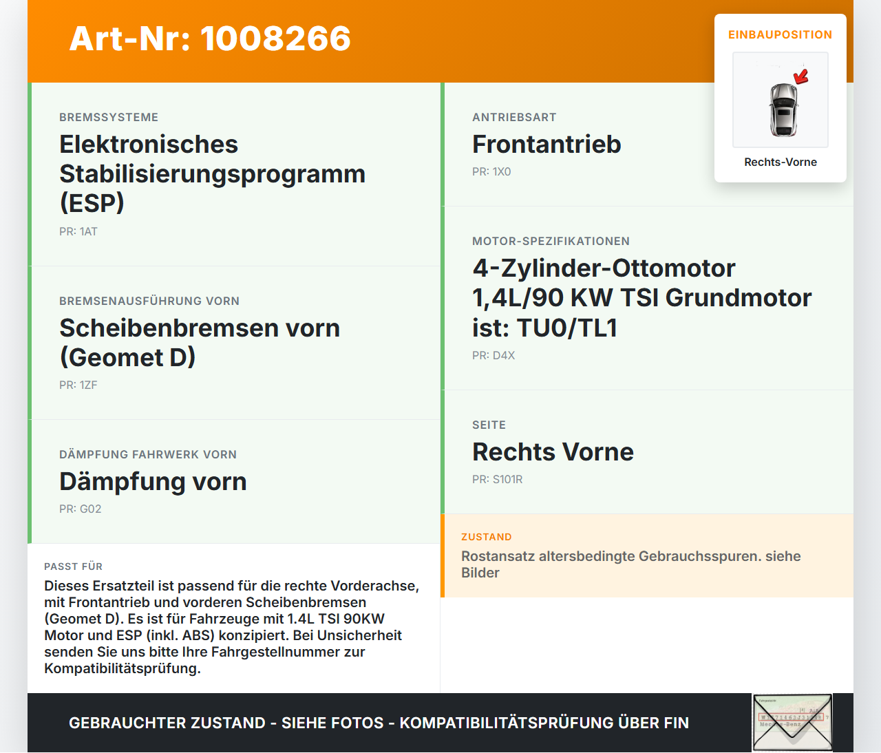 Skoda Octavia 1Z II 09-13 TSI 1,4 90KW Achsschenkel Radnabe mit ABS Rechts Vorne Skoda Octavia 1Z II 09-13... Vorschau 3