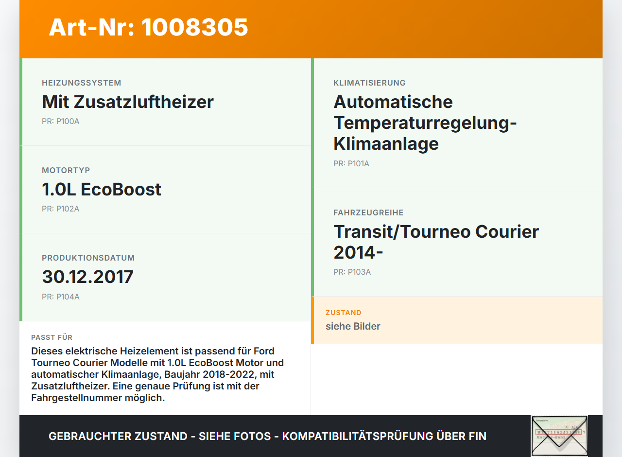 Ford Tourneo Courier 18-22 Zusatzheizung Zuheizer Heizelement Elektrisch Ford Tourneo Courier 18-22 30.12.2017... Vorschau 3