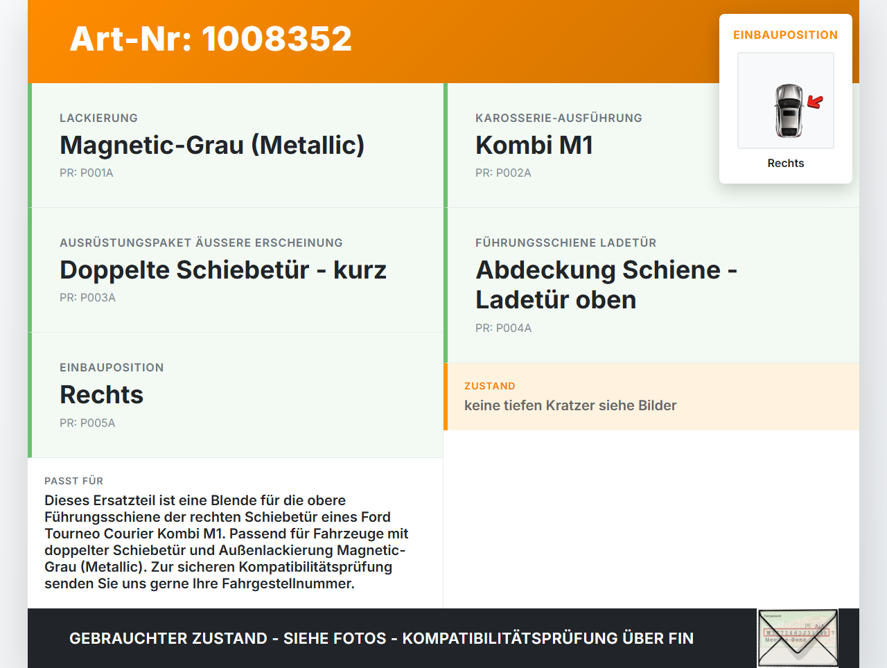 Ford Tourneo Courier 18-22 Blende für Führungsschiene Schiebetür Rechts Ford Tourneo Courier 18-22 30.12.2017... Vorschau 3