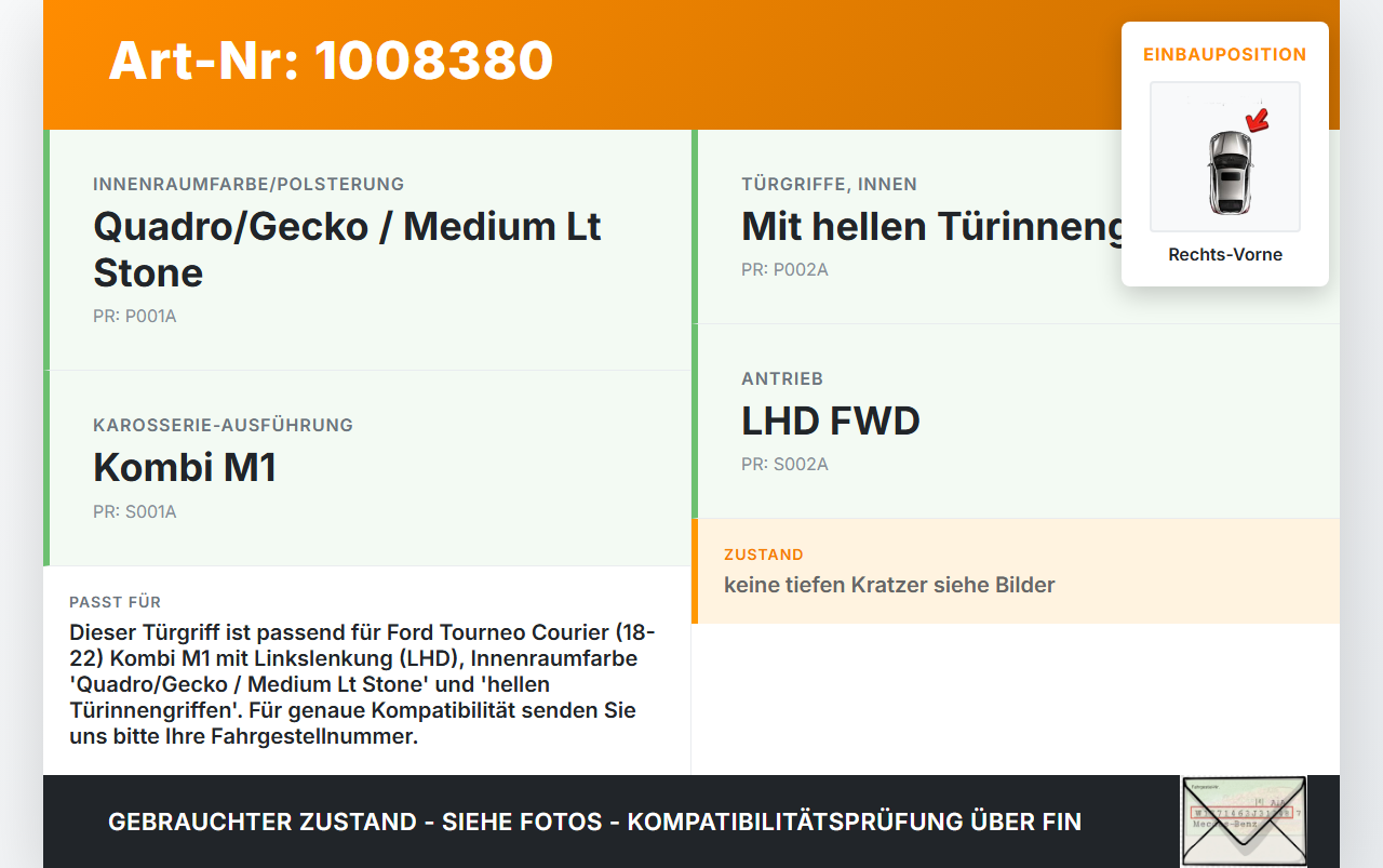Ford Tourneo Courier 18-22 Kombi Türgriff Innen Türöffner Rechts Vorne Ford Tourneo Courier 18-22 30.12.2017... Vorschau 3