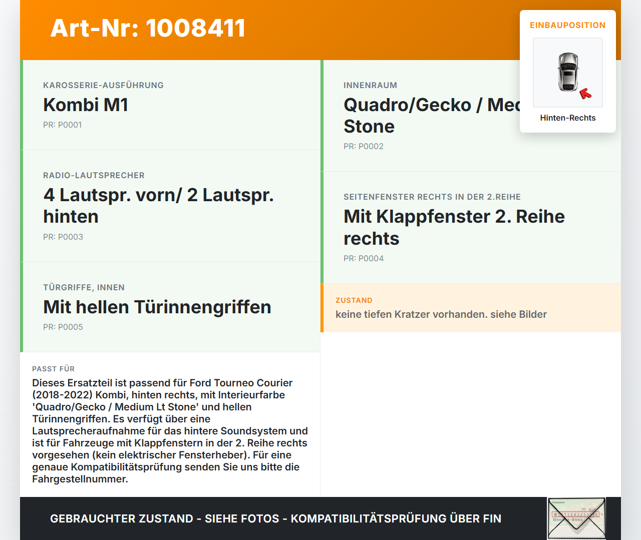 Ford Tourneo Courier 18-22 Kombi Türverkleidung Türpappe Hinten Rechts Ford Tourneo Courier 18-22 30.12.2017 gebraucht Vorschau 3