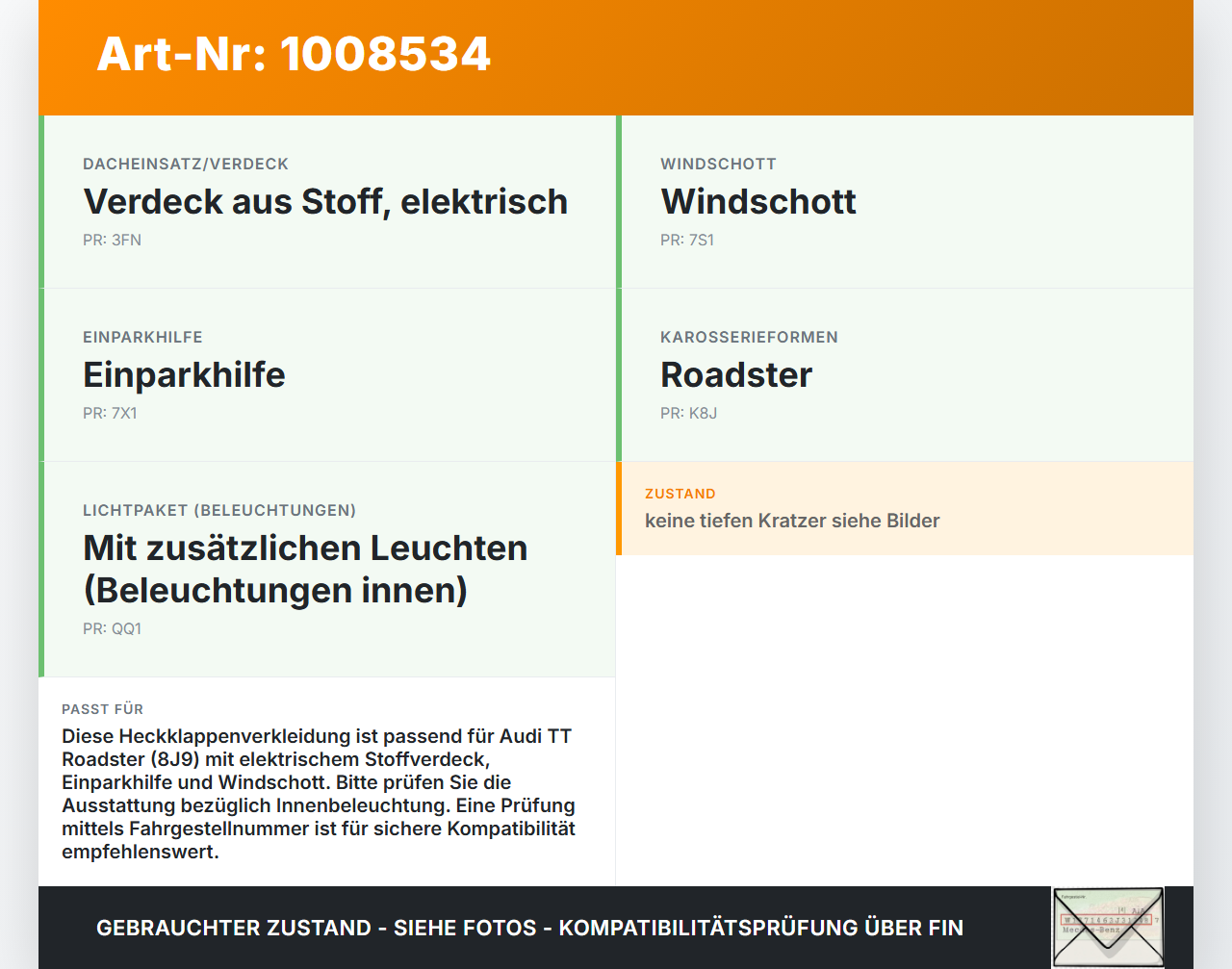 Audi TT Roadster 8J 8J9 10-14 Cabrio Verkleidung Abdeckung für Heckklappe Kofferraum Audi TT Roadster 8J 8J9 10-14... Vorschau 3