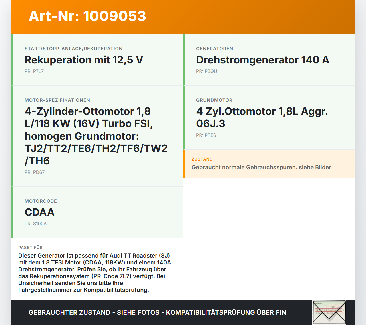 Audi TT Roadster 8J 8J9 10-14 TFSI 1,8 118KW Lichtmaschine Generator 140A 14V Audi TT Roadster 8J 8J9 10-14... Vorschau 3
