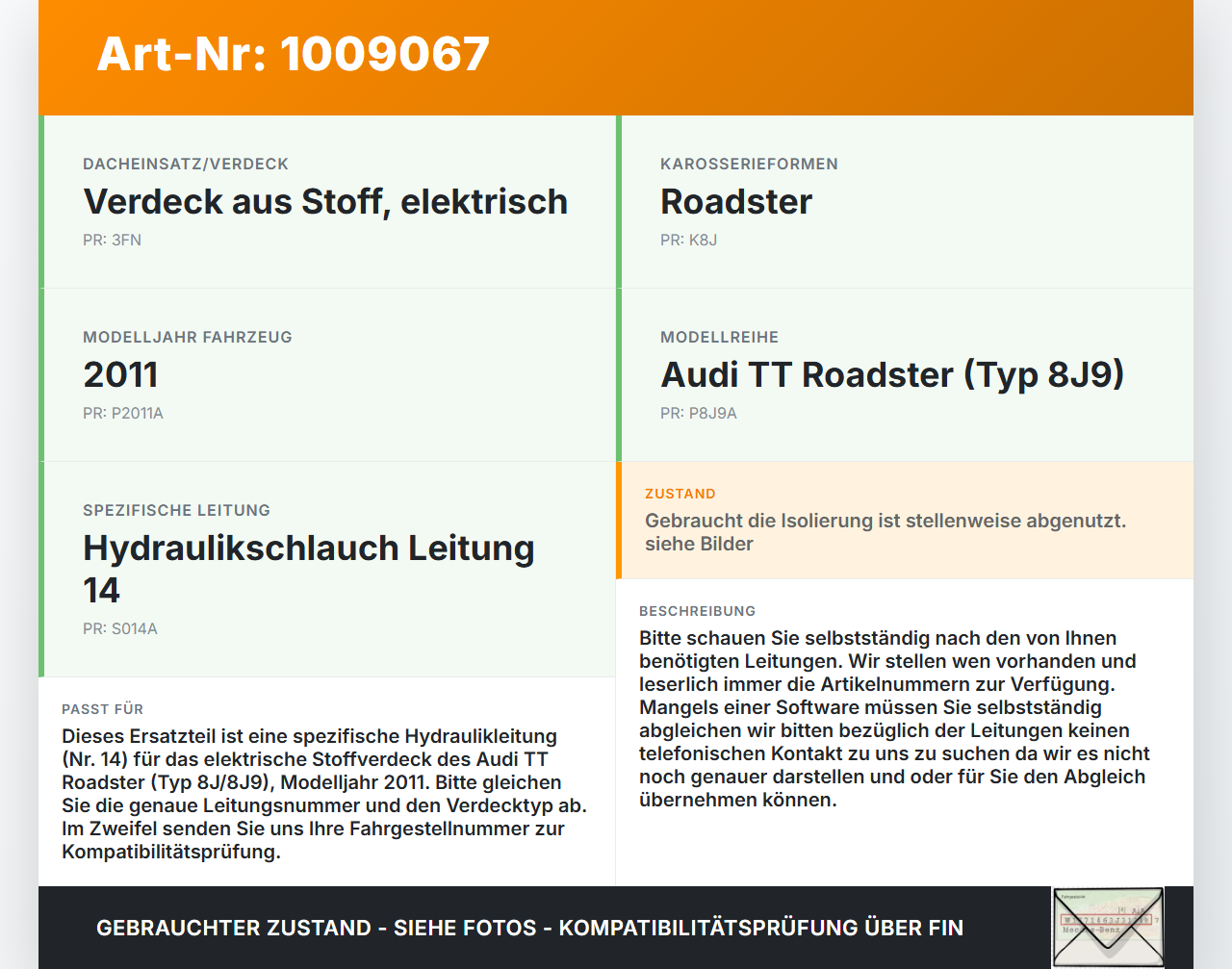 Audi TT Roadster 8J 8J9 10-14 Cabrio Hydraulik Schlauch Leitung 14 für Verdeck Audi TT Roadster 8J 8J9 10-14... Vorschau 3