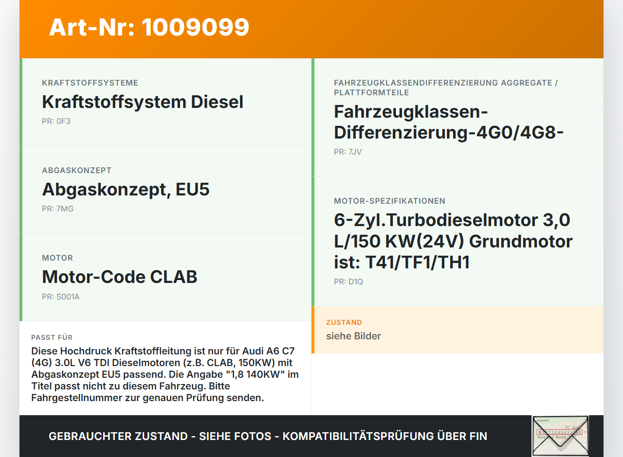 Audi A6 C7 4G 10-14 1,8 140KW Hochdruck Leitung Kraftstoffleitung Audi A6 C7 4G 10-14 07.09.2011 059130309CD gebraucht Vorschau 3