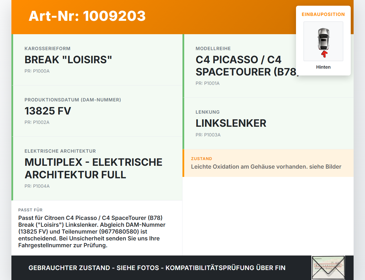 Citroen C4 Picasso II 13-22 Kombi Wischermotor Hinten Heckwischermotor Citroen C4 Picasso II 13-22 08.10.2014... Vorschau 3