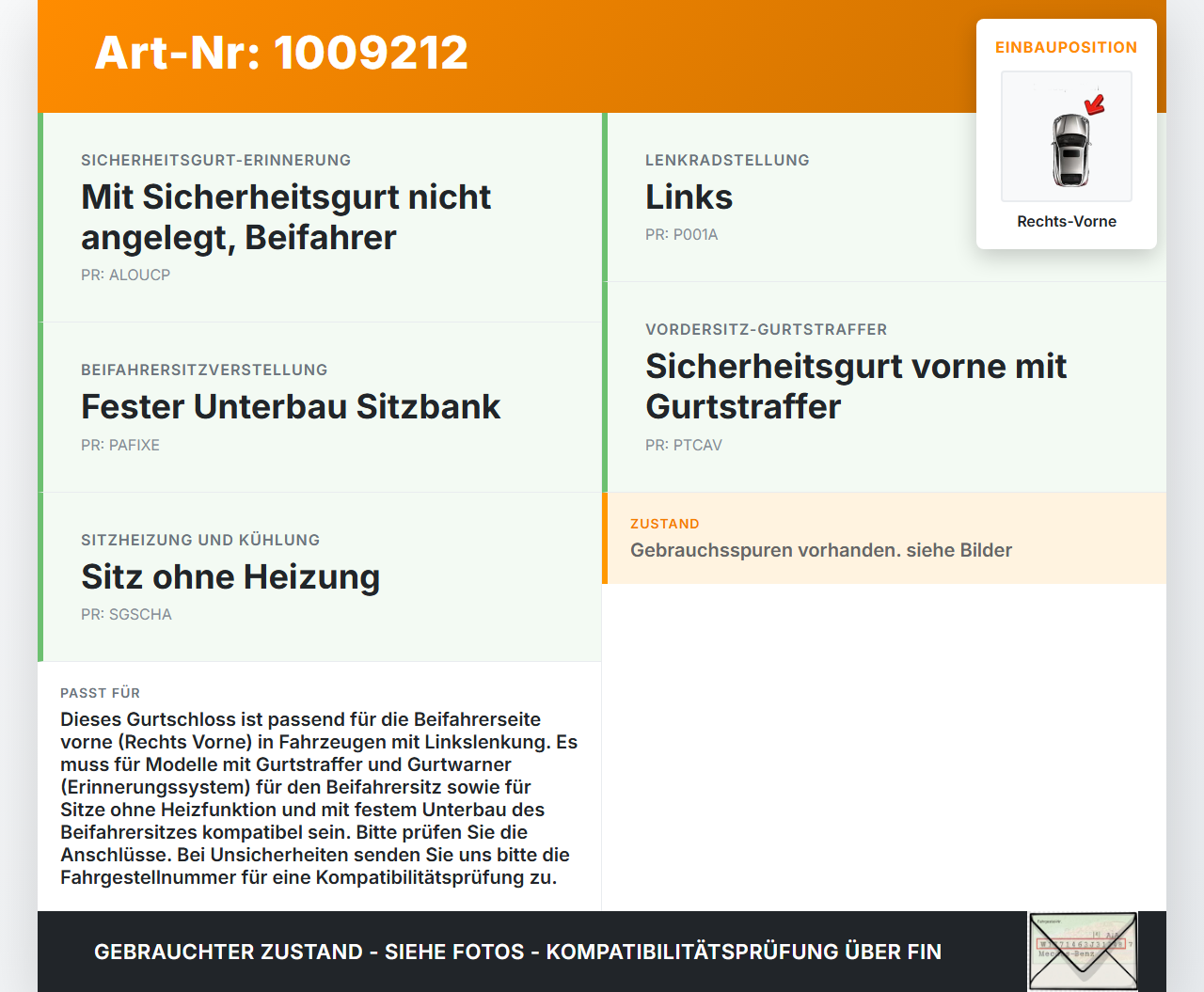 Dacia Duster 4x4 HS 10-18 Gurtschloss Rechts Vorne Dacia Duster 4x4 HS 10-18 25.08.2016 168488R gebraucht Vorschau 3