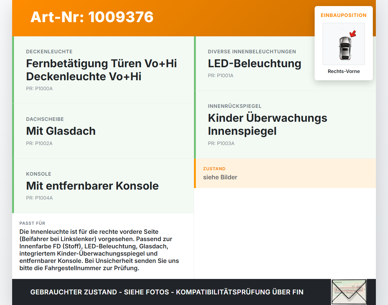 Citroen C4 Picasso II 13-22 Innenleuchte Innenraumleuchte Rechts Vorne Citroen C4 Picasso II 13-22 08.10.2014... Vorschau 3